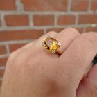 Image 9 of Gold solitaire ring with citrine and diamond; 0.08 ct.