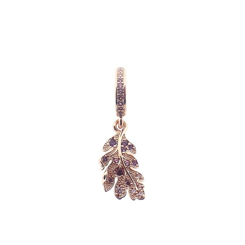 Image 1 of Pandora Moments dangle charm; Rose gold plated; Oak Leaf