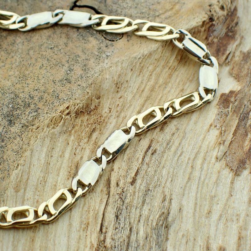 Image 3 of Two-tone gold Figaro link bracelet