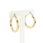 Image 3 of Gold twisted hoop earrings with Greek symbols; Ø 25.5 mm