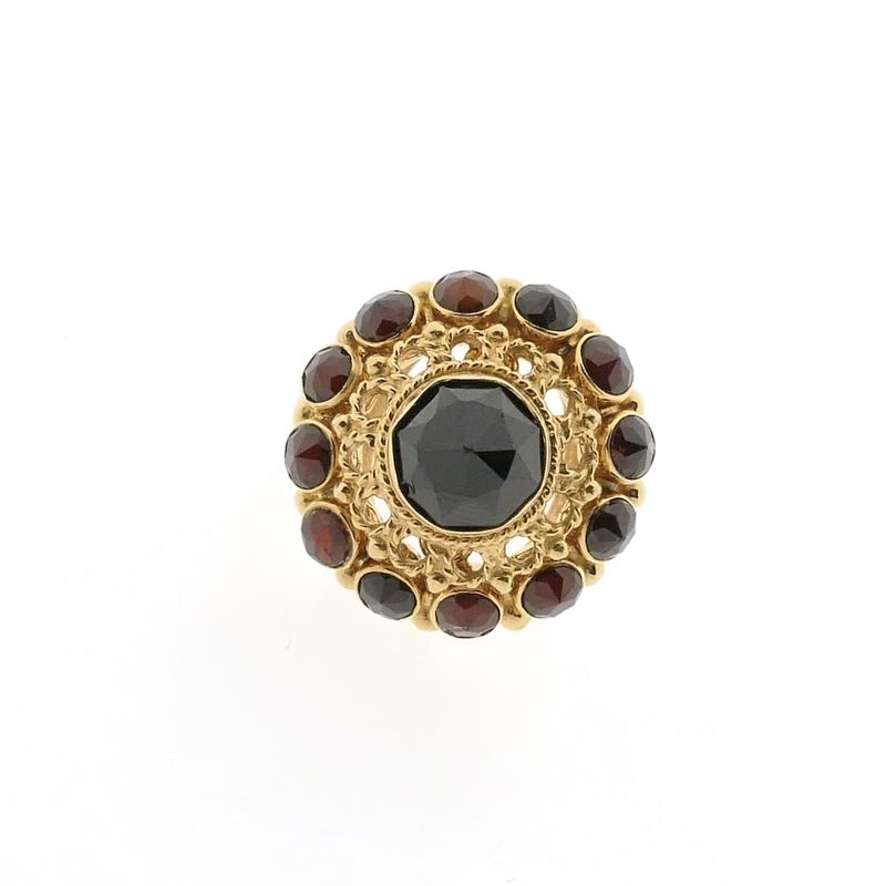 Image 3 of Gold entourage ring with garnet stones | Vintage