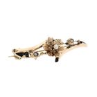 Image 2 of Vintage gold flower brooch with pearl