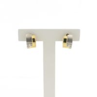 Two-tone gold hoop earrings with diamonds; Ø 13.3 mm