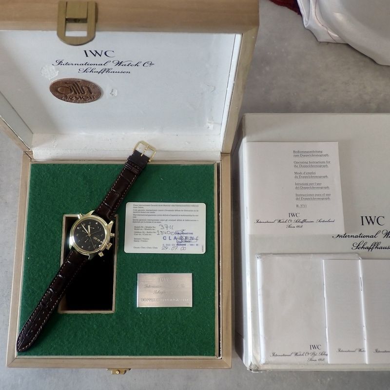 Image 16 of IWC Pilot Double Chronograph; 18k. Men's watch with split seconds