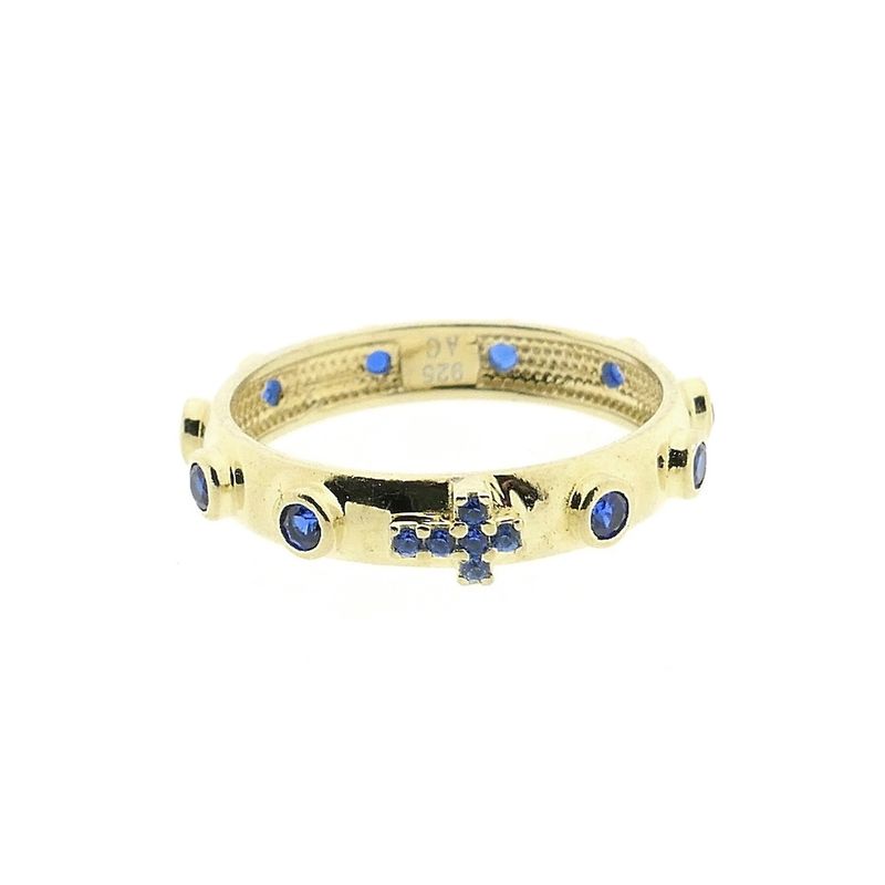 Image 3 of Gold plated ring with sapphire; Religious