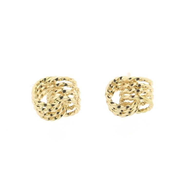 Image 7 of Gold twisted stud earrings as a button