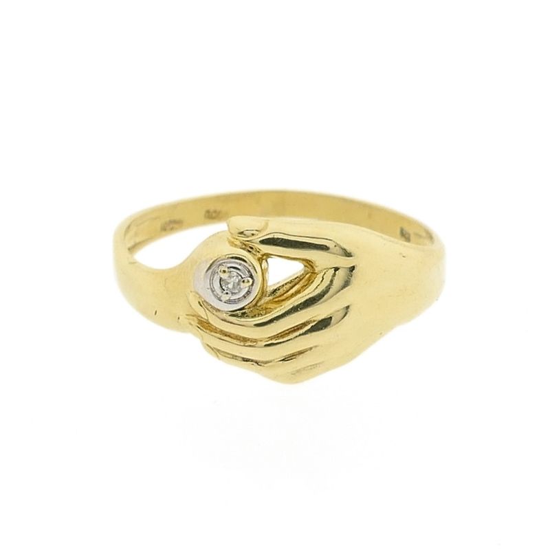 Image 3 of Gold ring with hand and diamond | 0.005 ct.