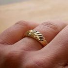 Image 6 of Gold croissant ring with diamonds; 0.04 ct.