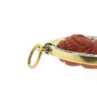 Image 5 of 18-karat two-tone gold Buddhist pendant with blood coral and diamond | approx. 0.08 ct.