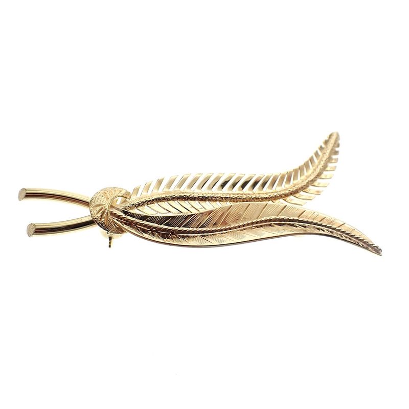 Image 5 of Gold brooch with two feathers