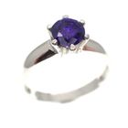 Image 1 of Silver solitaire ring with purple zirconia