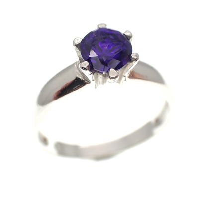 Silver solitaire ring with purple zirconia Image 1 of Silver solitaire ring with purple zirconia