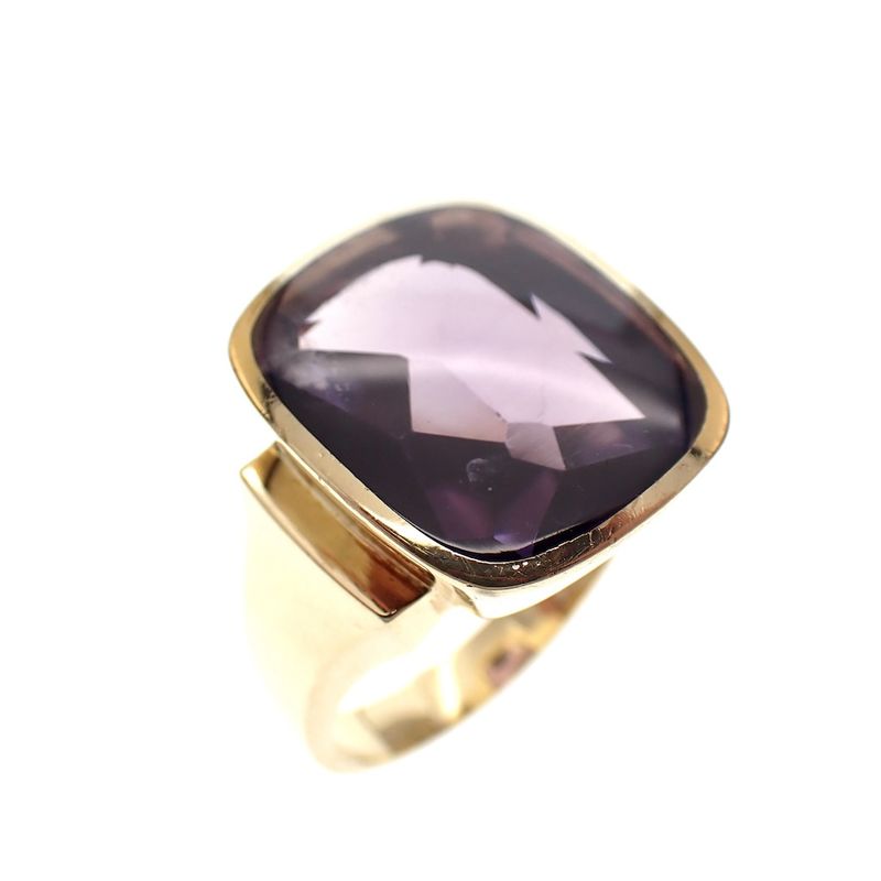 Image 2 of Gold men's ring with synthetic sapphire