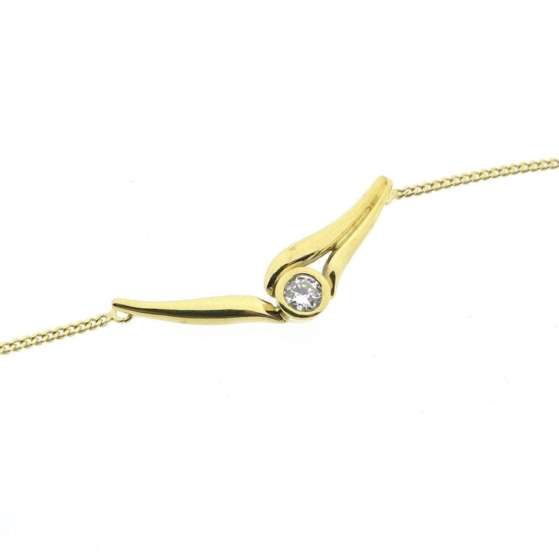 Image 3 of Gold gourmet link necklace with fixed pendant and zirconia