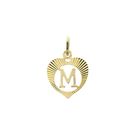Image 1 of Gold heart pendant; Letter M