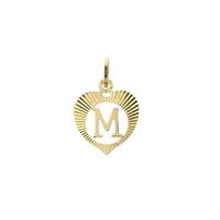 Gold heart pendant; Letter M