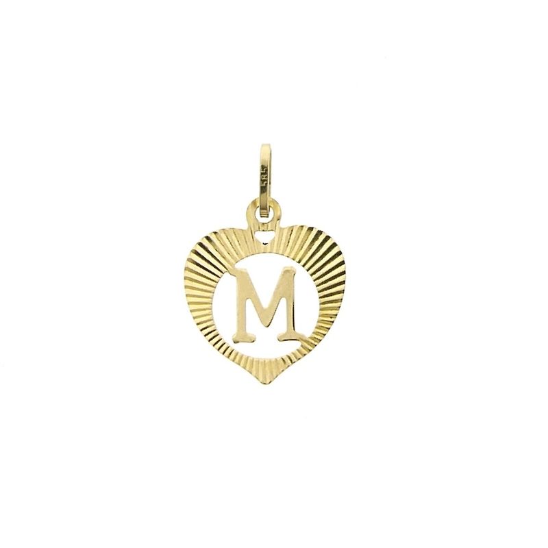Image 1 of Gold heart pendant; Letter M