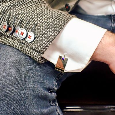 Image 2 of Gold cufflinks with Lapis lazuli stones