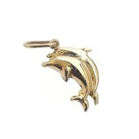Gold charm of two dolphins