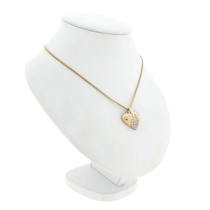 Image 4 of Bicolor gold heart pendant set with diamonds; Approx. 0.70 ct.