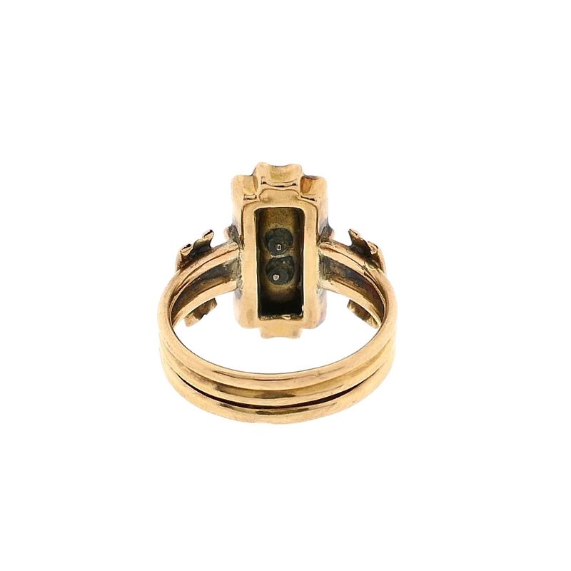 Image 6 of 18K Vintage Gold Ring with Pearl and Blue Zirconia