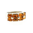Image 7 of Biba silver ring with orange zirconia stones.