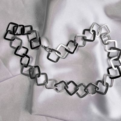 Image 2 of Silver fantasy link necklace; Carré | 47 cm