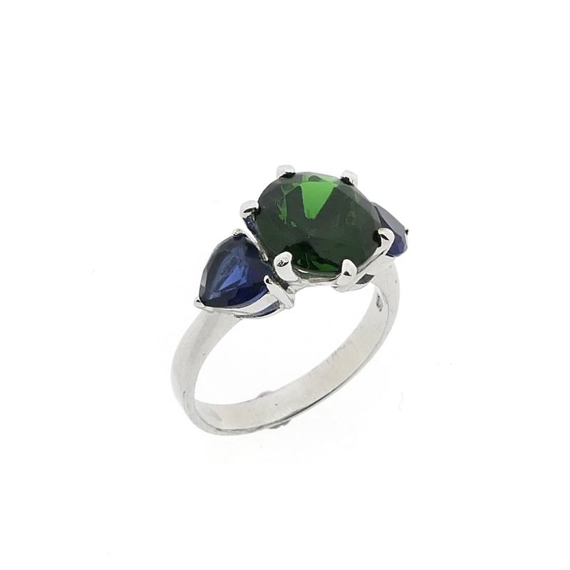 Image 1 of Silver ring with zirconia stones.