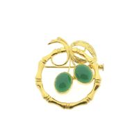 22 carat gold brooch with chrysoprase