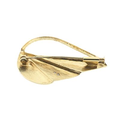 Image 2 of Vintage gold brooch with diamonds; 0.04 ct.