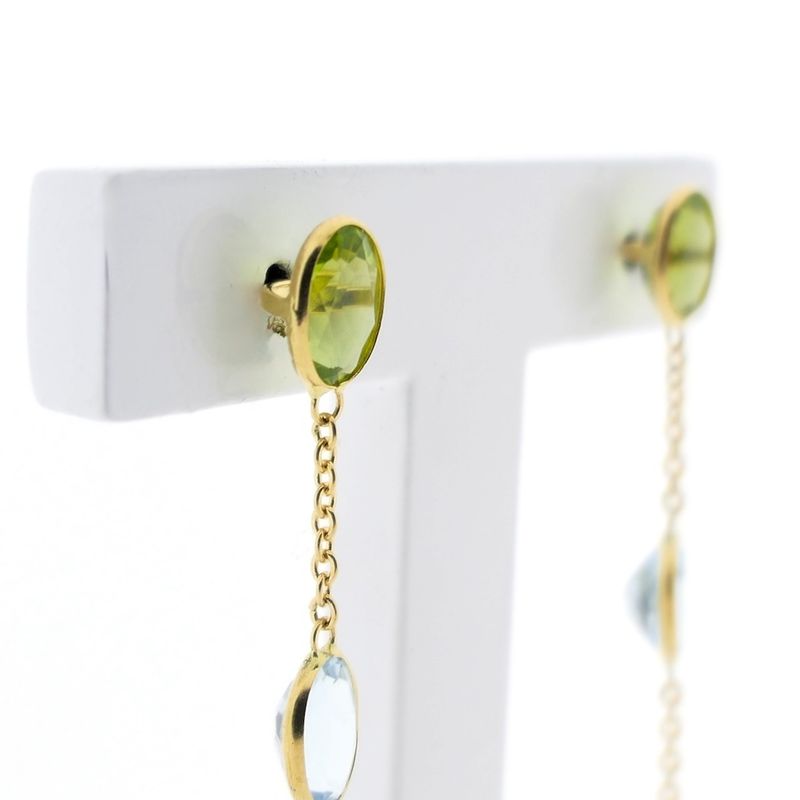 Image 4 of 18K gold stud earrings set with a mix of gemstones