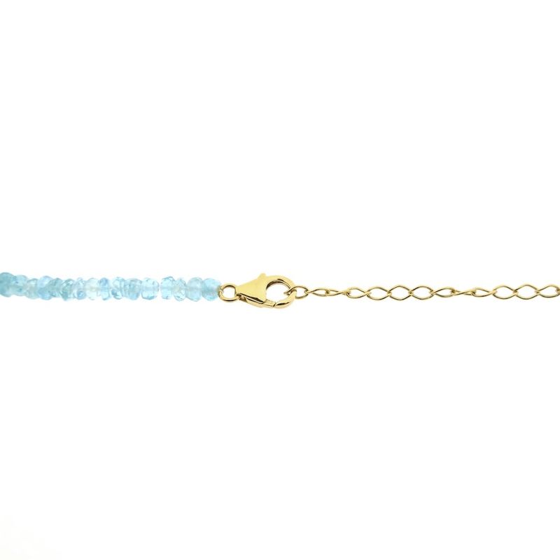 Image 3 of Light blue topaz bead necklace with gold clasp