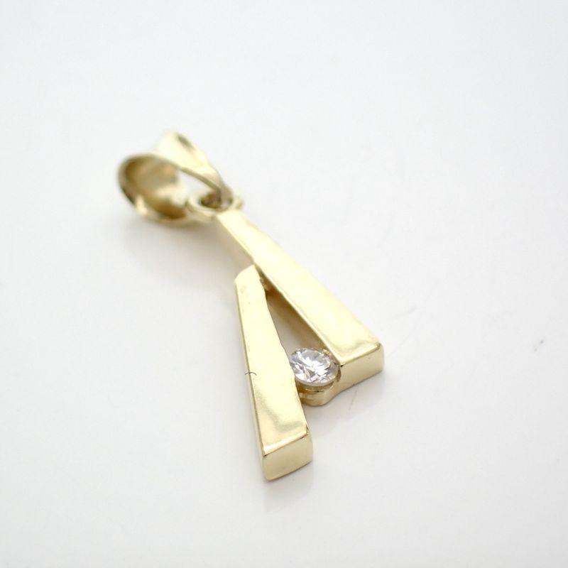 Image 3 of Gold pendant with diamond; Letter A