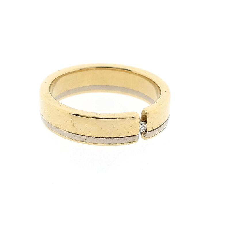 Image 4 of Bicolor Gold Ring with Diamond; 0.01 ct.