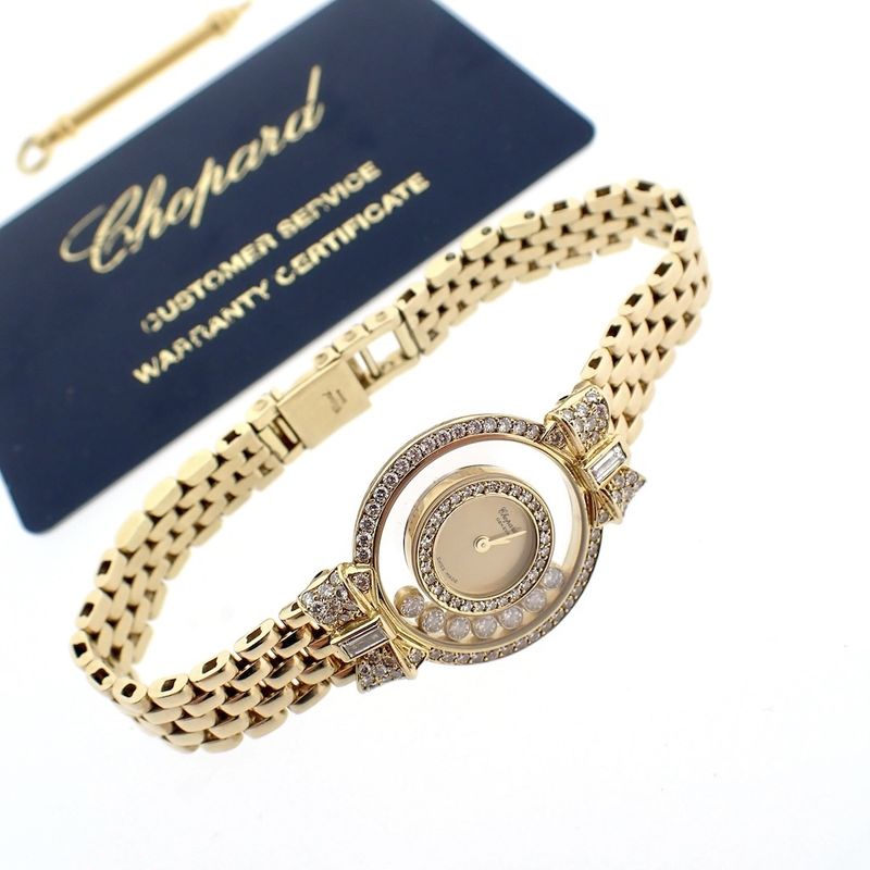 Image 2 of Chopard Happy Diamonds; Gouden dameshorloge met diamanten