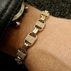 Image 9 of Gold link bracelet with zirconia; 22 cm
