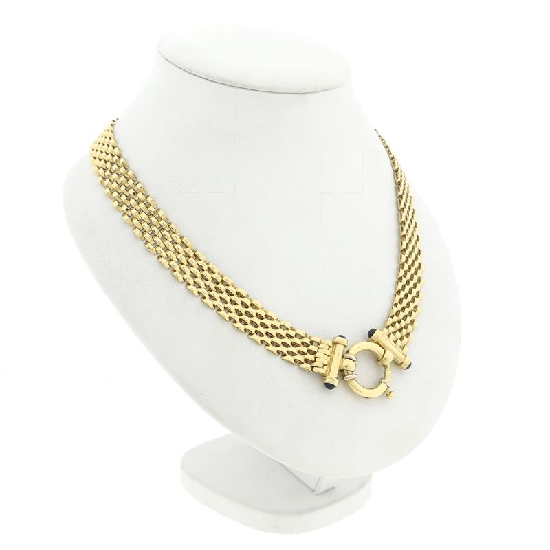 Image 3 of Golden Panther Link Necklace with Sapphire | 45 cm