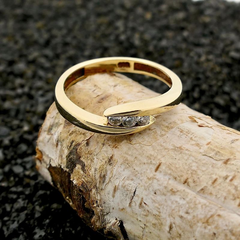 Image 2 of Gold Ring with Zirconia; 14 Karat; Size 17.25