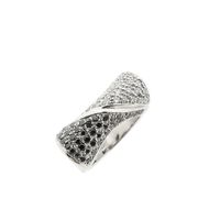 White gold pavé ring with black moissanite and diamonds; Approx. 1.08 ct.
