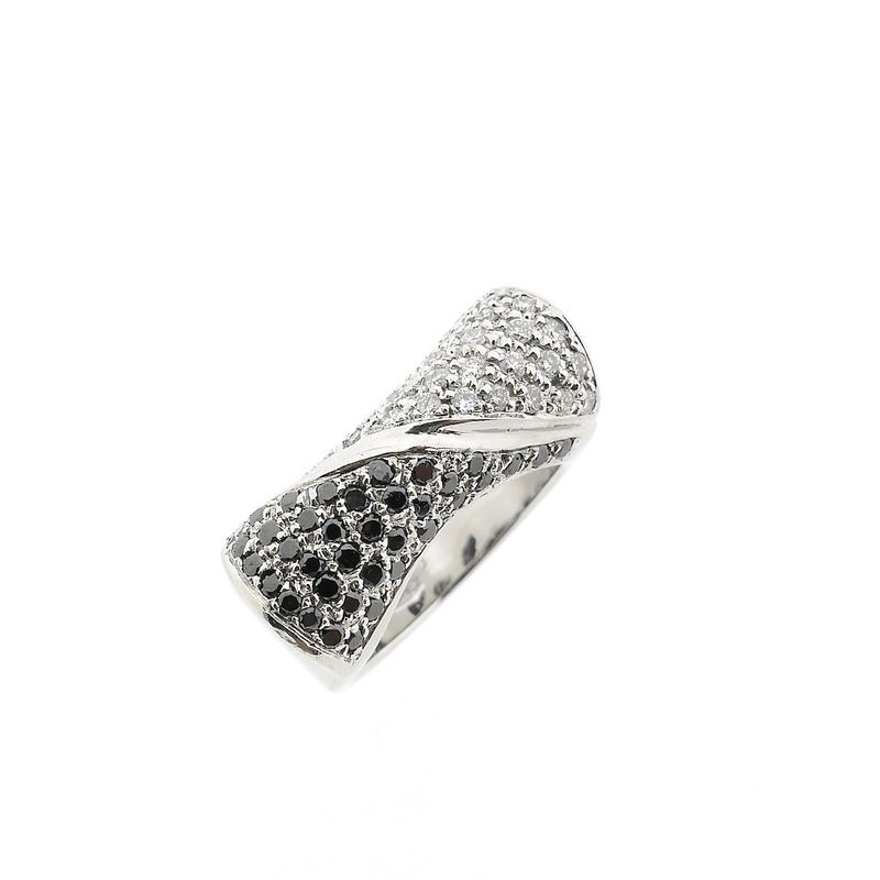 Image 1 of White gold pavé ring with black moissanite and diamonds; Approx. 1.08 ct.