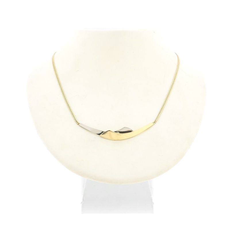 Image 1 of Two-tone necklace with a fixed pendant and a 0.04 ct. diamond | 41.5 cm