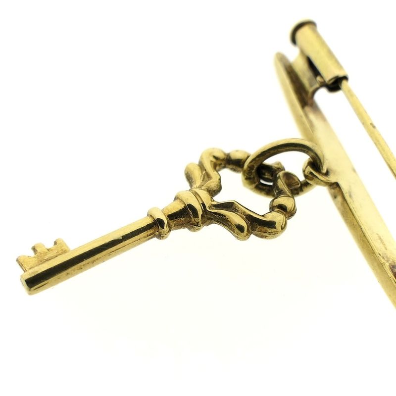Image 7 of Gold brooch with vintage skeleton key