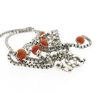 Image 9 of Silver Venetian link necklace with blood coral | 39.5 cm