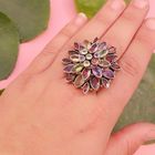 Image 4 of Silver ring with a mix of colored zirconia