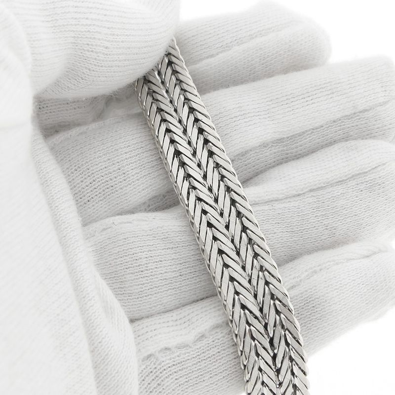 Image 2 of White gold herringbone link bracelet