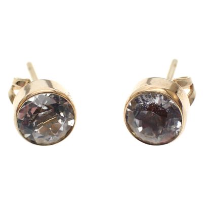 Image 1 of Gold stud earrings with large zirconia.