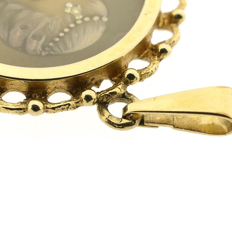 Image 9 of Antique Gold Pendant with Enamel Portrait and Diamonds