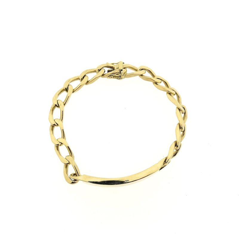 Image 3 of Exclusive gold flat gourmet link bracelet with engraving plate; BREV | 21.5 cm