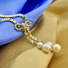 Image 2 of Gold fantasy link necklace with fixed pendant and cultured pearls