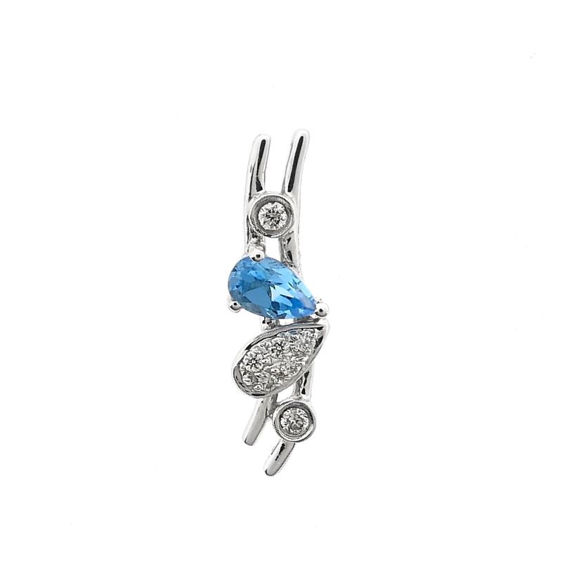 Image 1 of 18K White Gold Pendant with Topaz & Diamonds
